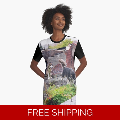 Le Studio Graphic T-Shirt Dress Dogs 2019